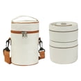 thumbnail image 2 of olkpmnmk 2Pcs Thermos for Hot Food, Portable Round Insulated Lunch Jar with Carry Handle, Wide Mouth 304 Stainless Steel Soup Container Set with Thermal Carry Bag for Work, Classroom, Picnic, 2 of 7