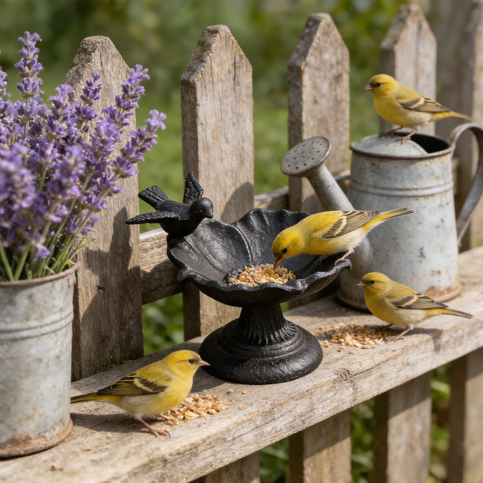 Cast Iron Bird Baths for Outdoors, Cast Iron Bird Feeder, Metal Bird Bath, Home Garden Lawn Yard Table Decorations