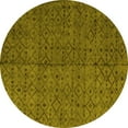 thumbnail image 1 of Ahgly Company Machine Washable Indoor Round Abstract Yellow Modern Area Rugs, 6' Round, 1 of 4