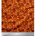 thumbnail image 1 of Soimoi Silk Fabric Pretzels,Cupcake & Baguette Food Printed Fabric 1 Yard 42 Inch Wide, 1 of 1