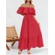 thumbnail image 2 of Vestido ZESICA a media pierna con volantes y hombros descubiertos para verano 2025, 2 of 6