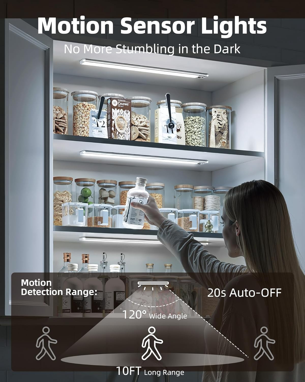 4000mAh Under Cabinet Lights, 14.5'' Motion Sensor Light Indoor Dimmable, LM 150 Rechargeable Closet Lights 5700K with Remote Control, Wireless Counter for Kitchen,Cabinet