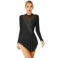 thumbnail image 1 of renvena Women Figure Skating Dress Long Sleeve Rhinestone Gymnastics Leotard Costumes Black XL, 1 of 7