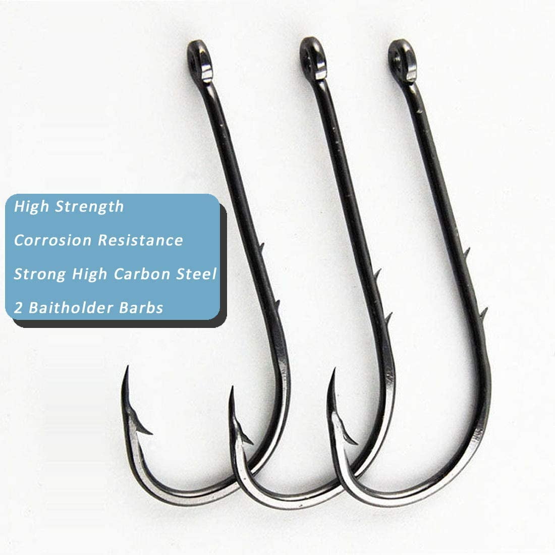 Baitholder Fishing Hooks Long Shank Beak Holder Hooks 100 Pieces Black  Offset Bait Holder Jig Fishing Hooks with 2 Bait Holder Barbells Size 4-6/0