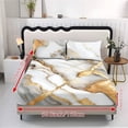 thumbnail image 2 of COEQINE Queen Sheet Set 3 Pieces Bed Sheets Set, Soft Breathable Easy Care Bedding Set All Season Long Lasting Bottom Bedsheet for Queen Size Bed, Marble White Gold, 2 of 5