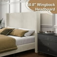 thumbnail image 3 of VanAcc Queen Size Upholstered Platform Bed Frame, Wingback Bed with 50.8" Headboard, Corduroy, 3 of 7