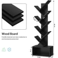thumbnail image 2 of 8-Tier Zigzag Tree Bookshelf with Open Storage Base, Space-Saving Narrow Bookcase, Black, 2 of 7