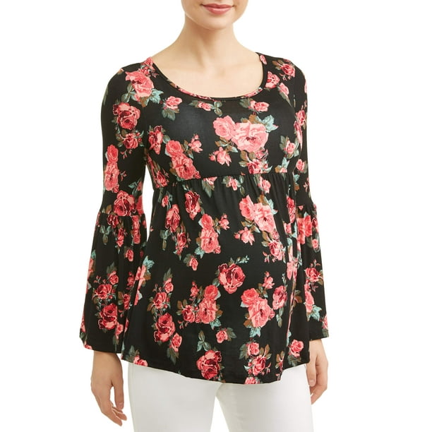 Maternity Long Sleeve Floral Top with Empire Waist - Walmart.com
