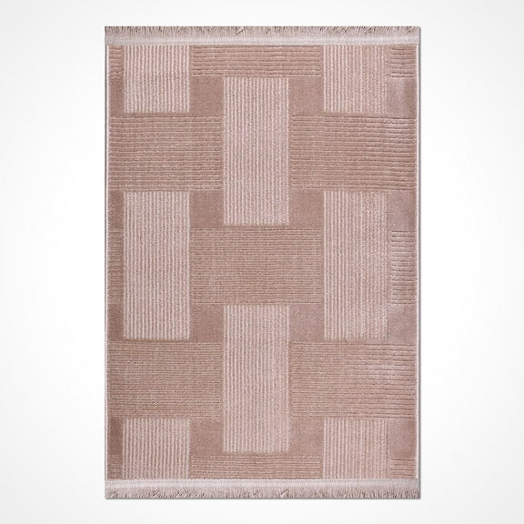 Beige Modern Polyester Area Rugs for Living Room Jacquard Textured Modern Rugs Soft Geometric Rug for Bedroom Mid Century Washable Rug Non-Slip Bohemian Perfect for Dining Room Office