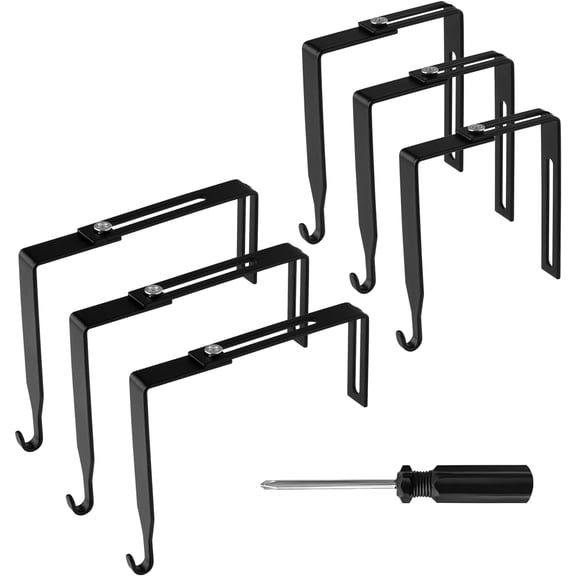 Topboutique 6PCS Adjustable Cubicle Hangers Cubicle Wall Hooks Universal Partition Hanger Set, Black Metal Over Cubicle Hooks Cubicle Accessories to Fit 1.35 to 3.5 In Thick Panels