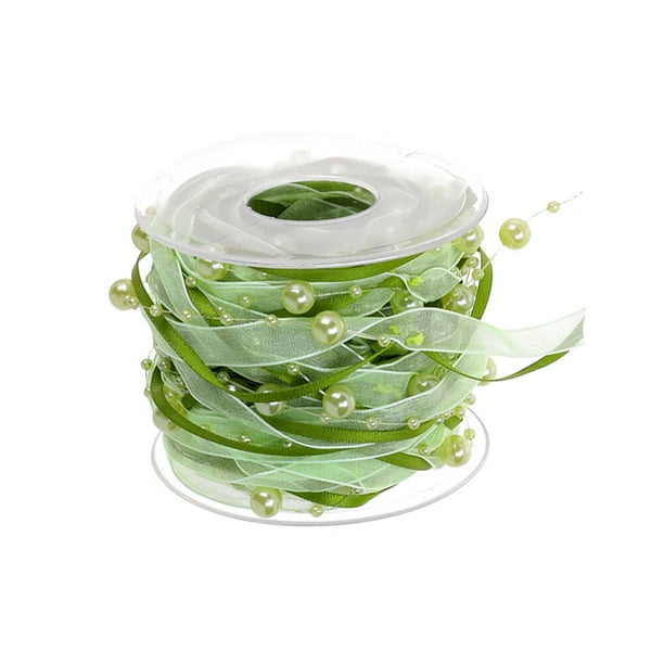 EeaseMX 1 rollo de cinta de cuentas creativa, cinta decorativa para bodas, ramos, fiestas, manualidades (verde)