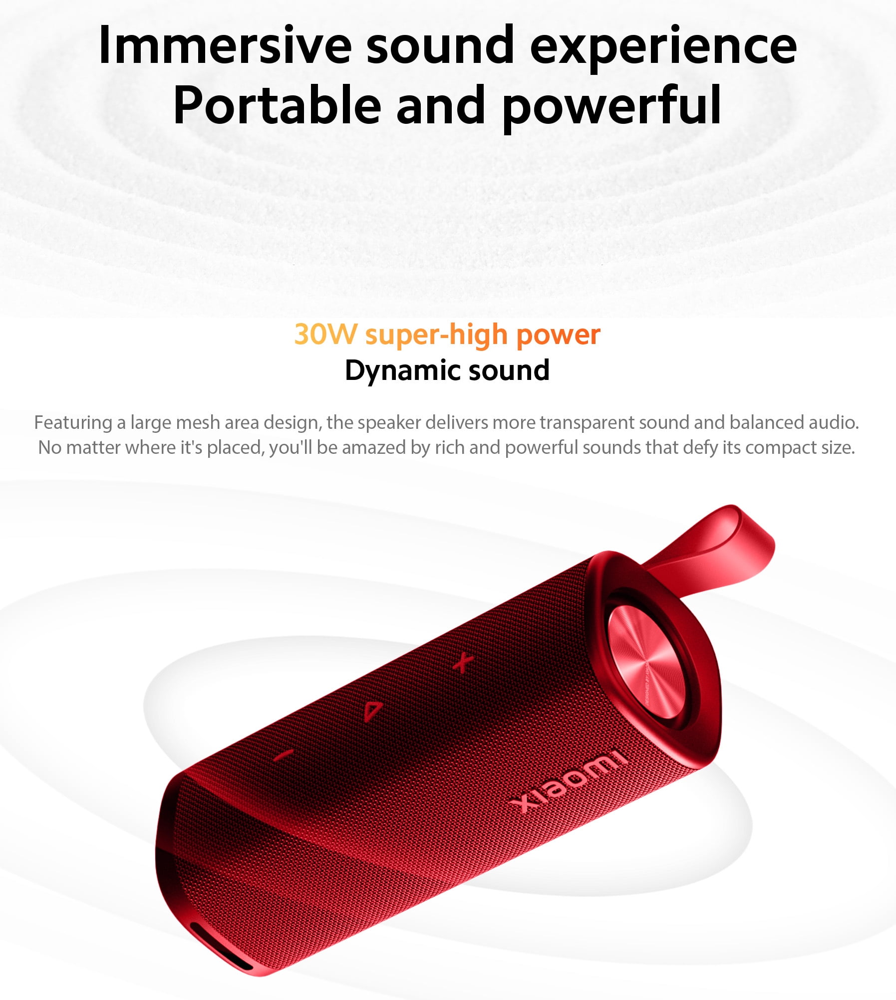 Xiaomi Bluetooth Speaker (30W), Sound, True Wireless Stereo, Bluetooth 5.4, IP67 Waterproof, Long Play Time, Red