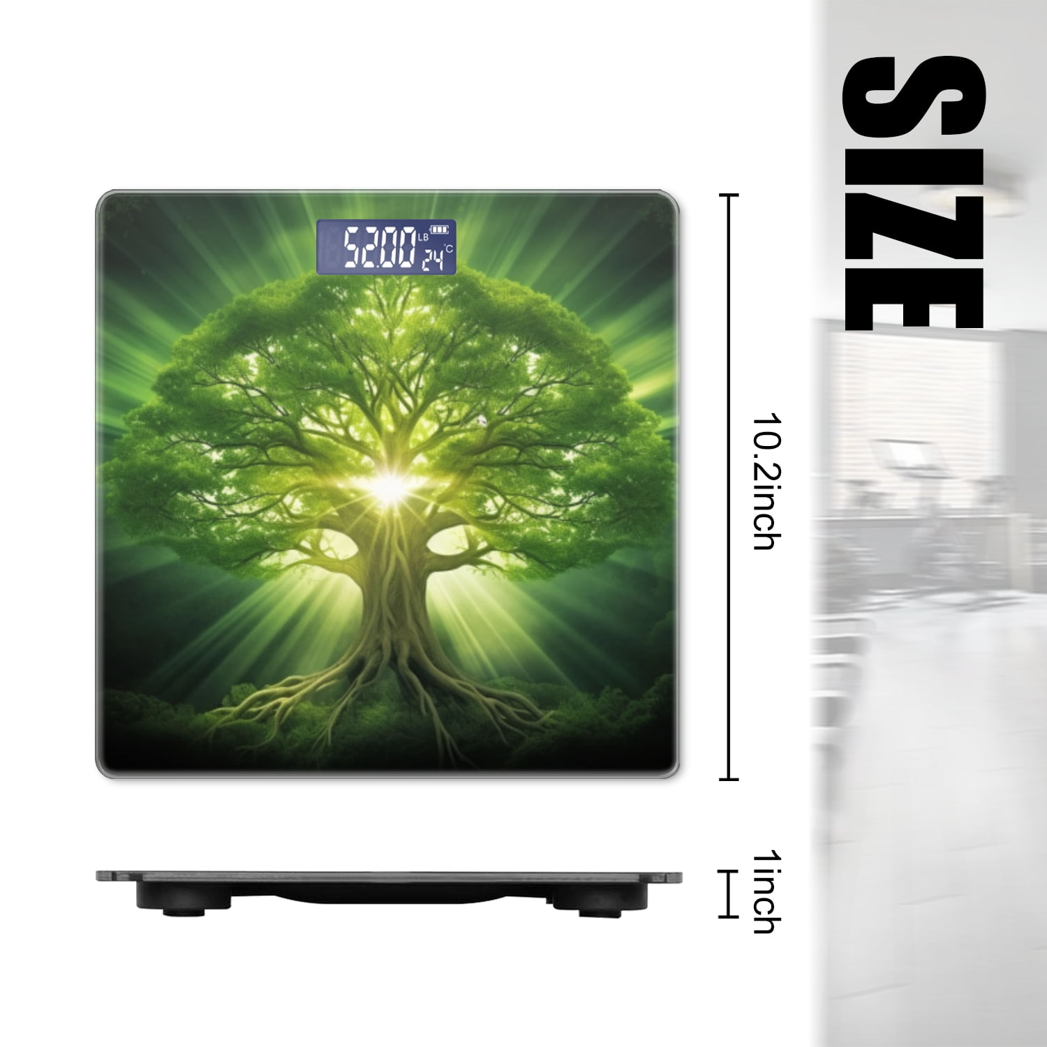 Digital Bathroom Scale with Large LCD Display,High Capacity Scale 400 lbs High Precision body fat scale-Green Tree Of Life With Rays Emanating From It