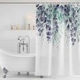 thumbnail image 4 of Teal Purple Botanical Waterproof Fabric Shower Curtain,Eucalyptus Leaves Watercolor Spring Waterproof Fabric Shower Curtain for Bathroom Bathtubs Shower Curtains with 12 Hooks Extra Long 72x96, 4 of 8