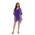 thumbnail image 3 of Beautybatik Purple Women Plus Size Tunic Tops Boho Flora Printed Short Sleeve V Neck Shirt 4x, 3 of 7