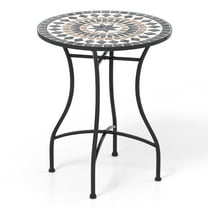 Gymax 24'' Bistro Table w/ Ceramic Tile Tabletop Heavy-Duty Metal Structure Patio