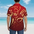 thumbnail image 4 of Sikiie Happy New Year2 Print Men's Hawaiian Shirt, Summer Beach Button Pocket Short Sleeve T-Shirt,Large, 4 of 7