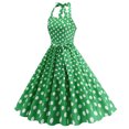 thumbnail image 3 of Teyfeniy Women Polka Dots Dresses Halter with Back Tie Up A Line Pleated Dress Sleeveless Flowy Long Dress Casual Summer Fashion Outfit Maxi Dresses, 3 of 8