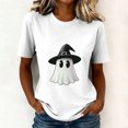 thumbnail image 3 of Uootdi Halloween Womens Shirts Crew Neck Short Sleeve Cartoon Ghost Print Pullover Tee Loose Fit Cute Holiday Womens Tops, 3 of 8