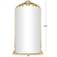 thumbnail image 3 of DecMode 28" x 48" Gold Metal Scroll Tall Ornate Arched Baroque Floor Mirror, 3 of 19
