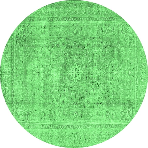 Ahgly Company Indoor Round Persian Emerald Green Traditional Area Rugs, 3' Round