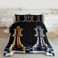 thumbnail image 2 of jejeloiu Chess Games Twin Comforter Sets,Gold Black Bedding Set For Boys Kids Reversible 2 Pieces, 2 of 8