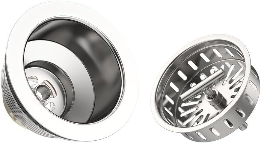 3-1/2 Inch Kitchen Sink Drain Strainer Assembly Made by All Stainless Steel with Strainer Basket/Drain Stopper, Replacement for Standard Commercial Drains