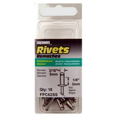 

Fpc Surebonder 18 Pack Short Stainless Steel Rivet 3/16 Diameter