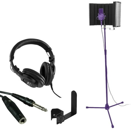 On Stage Stands WH4500 Pro Studio Headphones + On Stage Stands Isolation Shield MS4730 + TRS Headphone Extension Cable + On Stage Clamp-On Accessories Holder - Ultimate Accessory