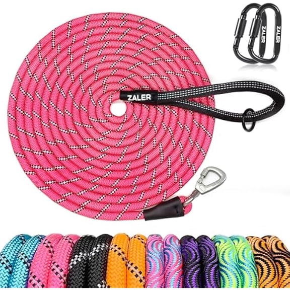 Eryueer Long Dog Leash, 50 feet 30ft 20ft 15ft 10ft Dog Training Lead, Heavy Duty Reflective Check Cord Recall Leash for Dogs Training, Playing, Camping, or Backyard (10FT, Pink)