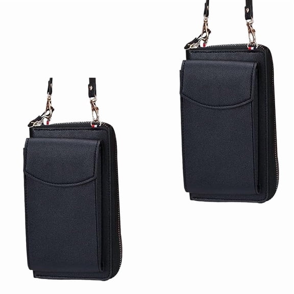 Small Cell Phone Purse for Women, Premium PU Leather Crossbody Bag with 3 Zipper Pockets, Anti-Theft Travel Neck Pouch for Shopping & Daily Use (K)