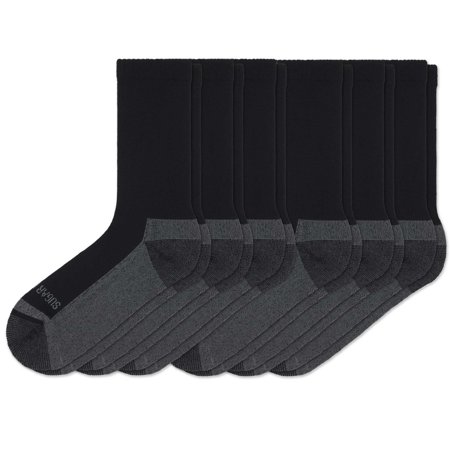 Sugar Free Sox Active-Fit Cushioned Crew Mens Non-binding Comfort Socks 6 PK (Black  L)