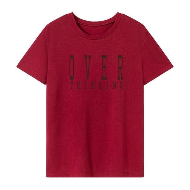 Camiseta para mujer cómoda y casual con cuello redondo para playa, viajes, trabajo L