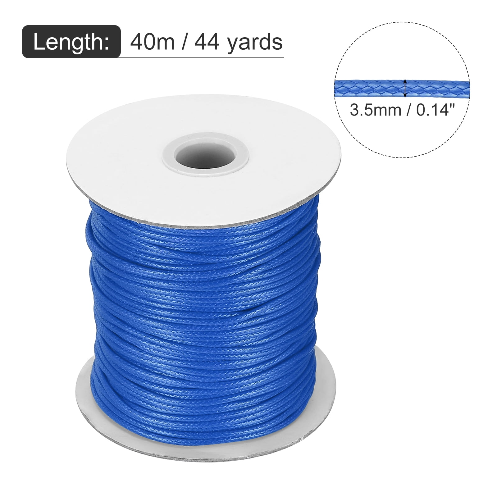 Waxed Cord 3.5mm Waxed Thread 44 Yard Wax String Leather Cord for Bracelet Making, Necklaces, Beading, Jewelry Making and DIY Crafts(Bright Blue)