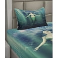 thumbnail image 2 of Ambesonne Mermaid Fitted & Top Sheet Set with Sham, Underwater Life, Green Aqua Purple, 2 of 4