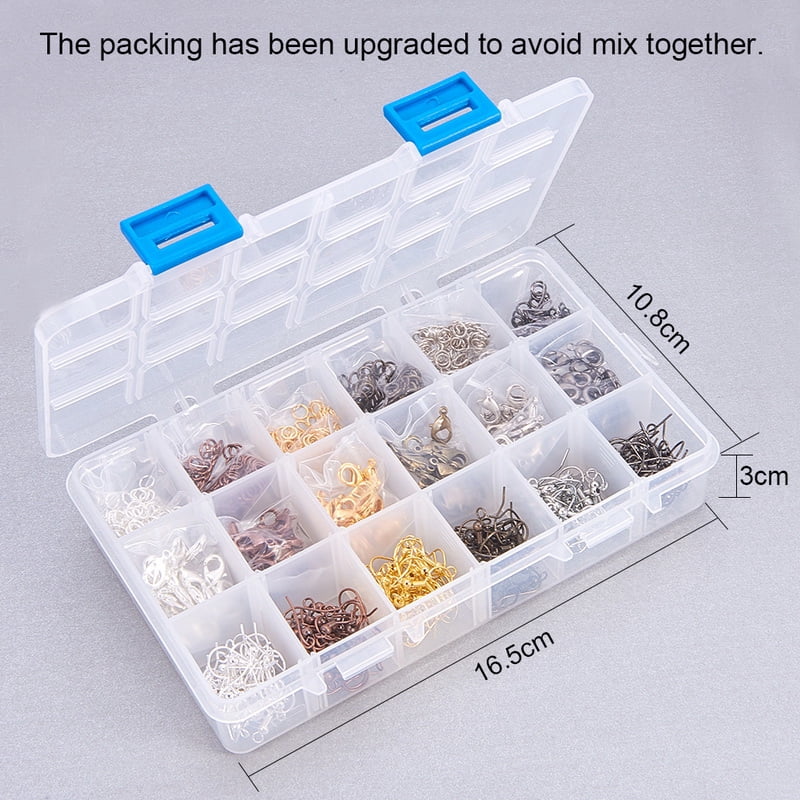 1 Box 930 Pcs Jewelry Finding Kit with Brass Jump Rings Lobster Claw Clasps and Earring Hooks 6 Colors for Jewelry Making