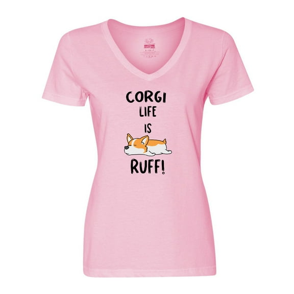 Inktastic Corgi Life is Rough Women's V-Neck T-Shirt