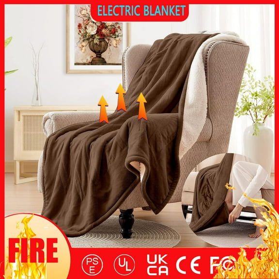 GCVIZUSO Plush Throw Blanket,Winter Blanket,Flannel Double Electric Mattress With Temperature Adjustment And Timed Heating Blanket With Foot Warmer Bag For Household Double-layer Electric Blanket