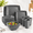 Gray, variant on 24-piece Black Square Dinnerware Set for 6, Includes Plates, Flatware and Tumblers