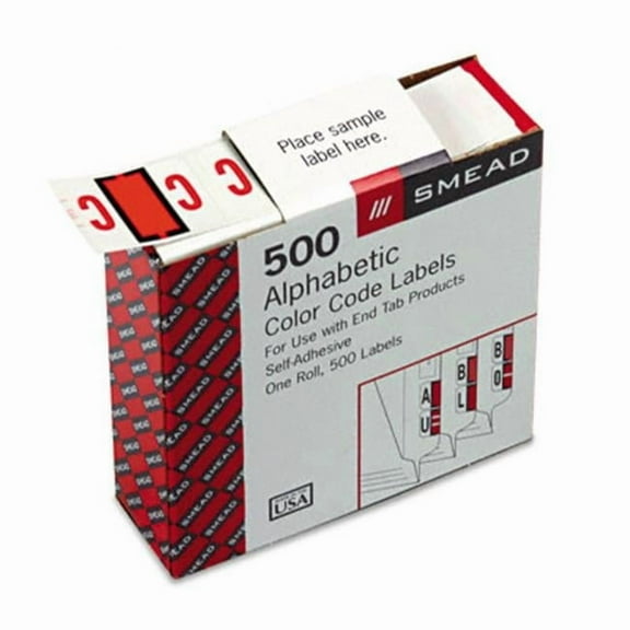Smead A-Z Color-Coded Bar-Style End Tab Labels Letter C Dark Orange 500/Roll