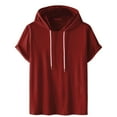 thumbnail image 2 of Men's Summer Fashion Sports Short Sleeve Hooded T-Shirt Breathable Comfortable Casual Tee for Active Mens Work Shirts Summer Basic Tee Shirts, 2 of 5