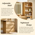 thumbnail image 6 of wow97e Modern Vanity Desk with Touch Screen LED Mirror, 55" Big Make Up Table with 5 Drawers , Wood Dressing Tablew/3 Color Available, Charging Station, 6 of 7