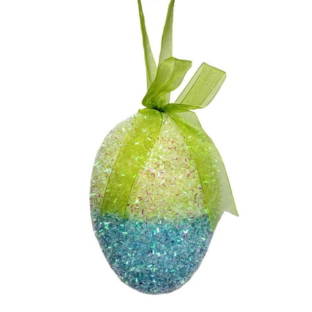 Way To Celebrate Easter Green and Blue Ombre Tinsel Egg Ornament, 6"