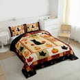 thumbnail image 3 of jejeloiu Autumn Harvest Pumpkin Bedding Comforter Set,Hello Fall Twin Comforter Sets,Black Cute Kitten Bedding Set For Child,Microfiber Bedroom Decor Reversible,2 Pieces, 3 of 8