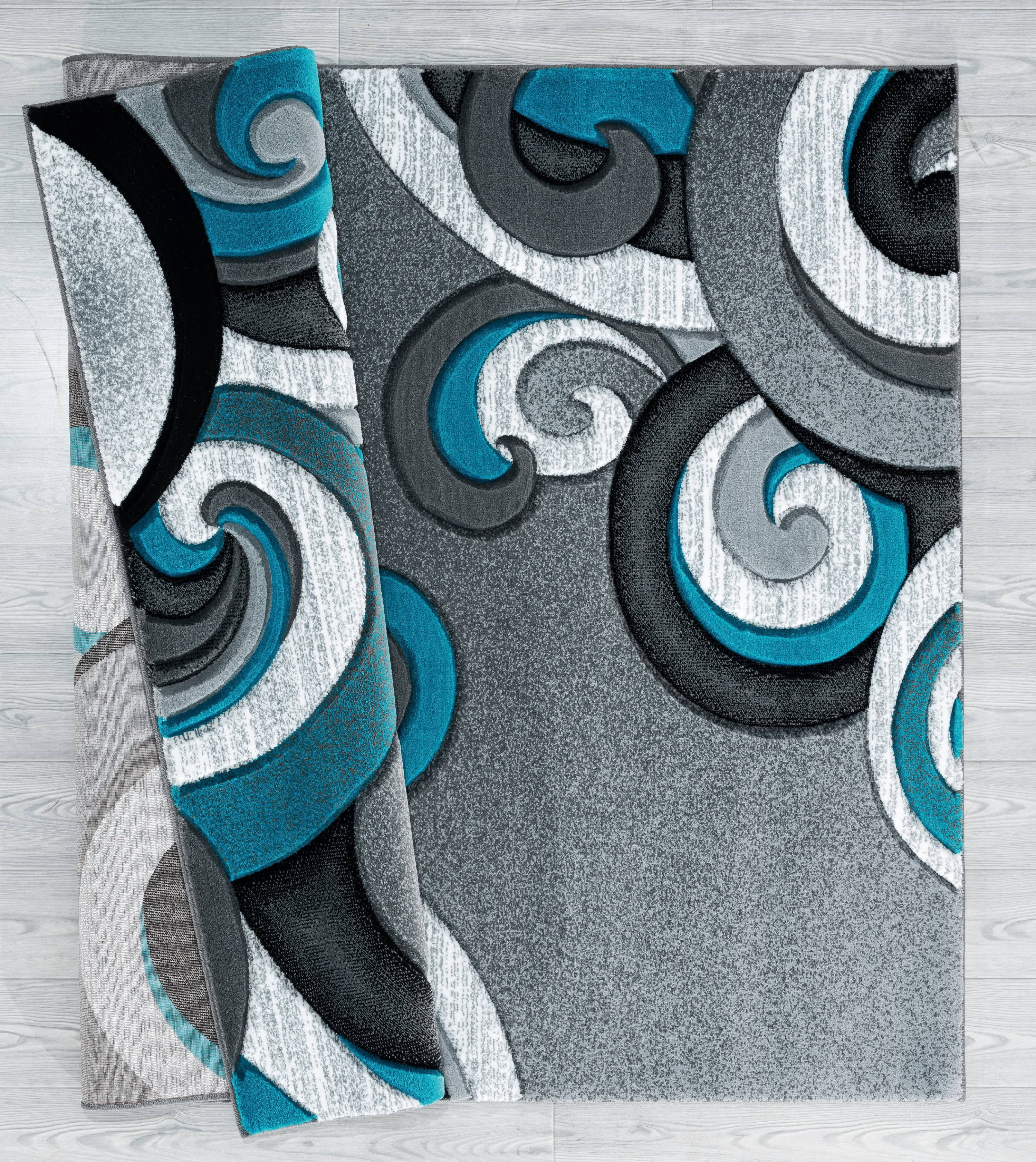 United Weavers Drachma Dahlia Modern Paisley Accent Rug, Turquoise, 2'7" x 4'2"