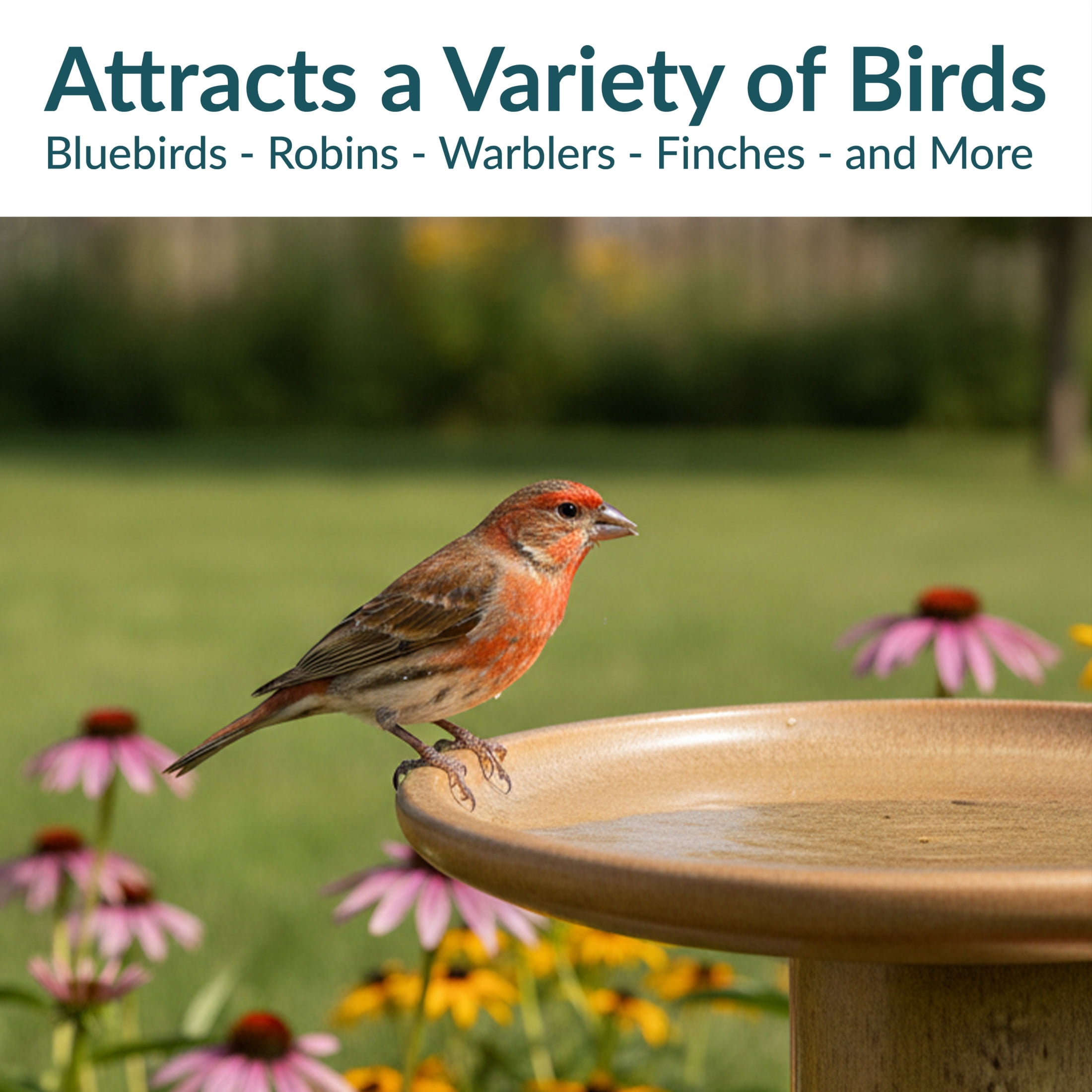 Sunnydaze Duo-Tone Freestanding Ceramic Outdoor Bird Bath, UV-Resistant Lemon Cognac Finish