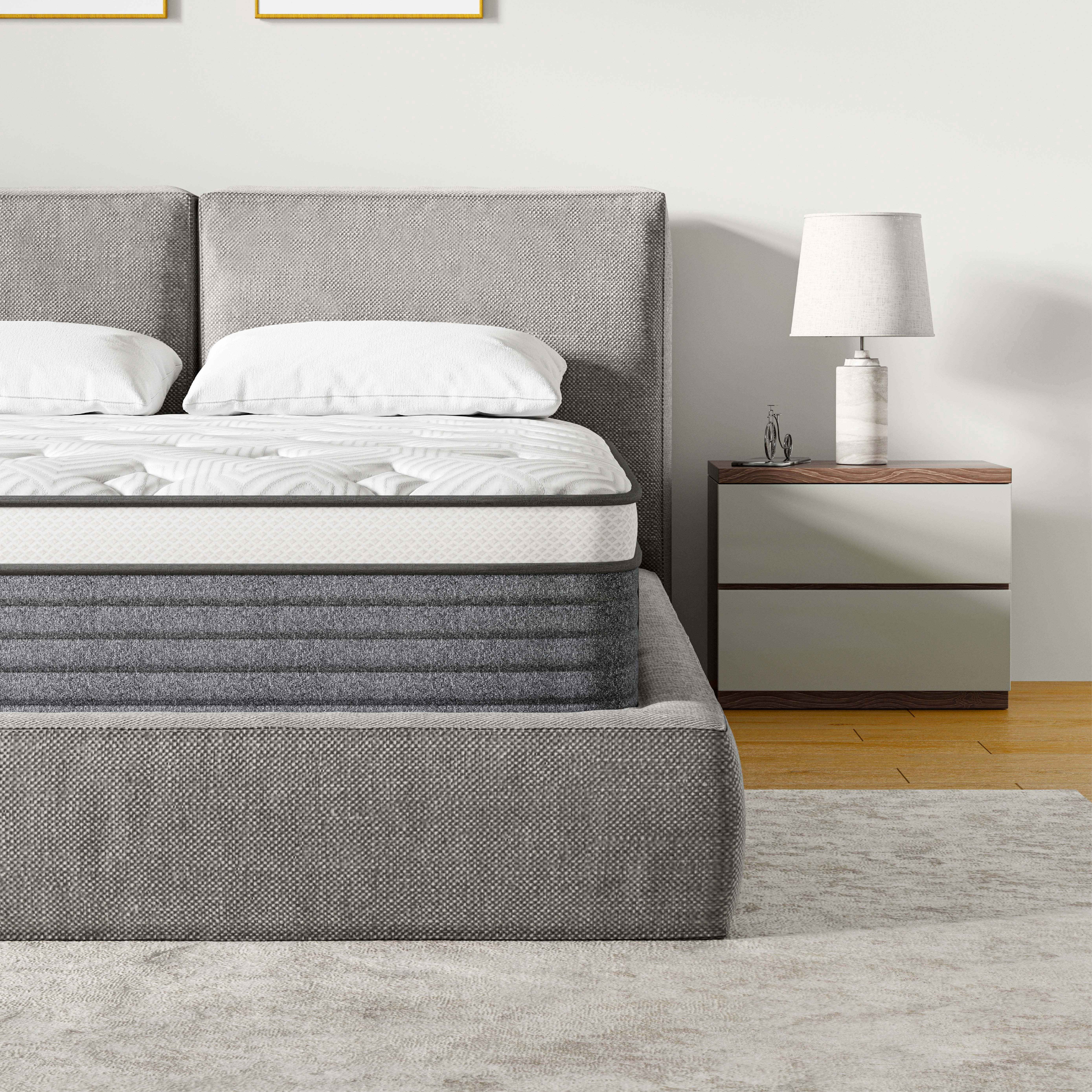 EGOHOME StarryRest Queen Mattress, 12" Hybrid Mattress in a Box, Medium, Gray