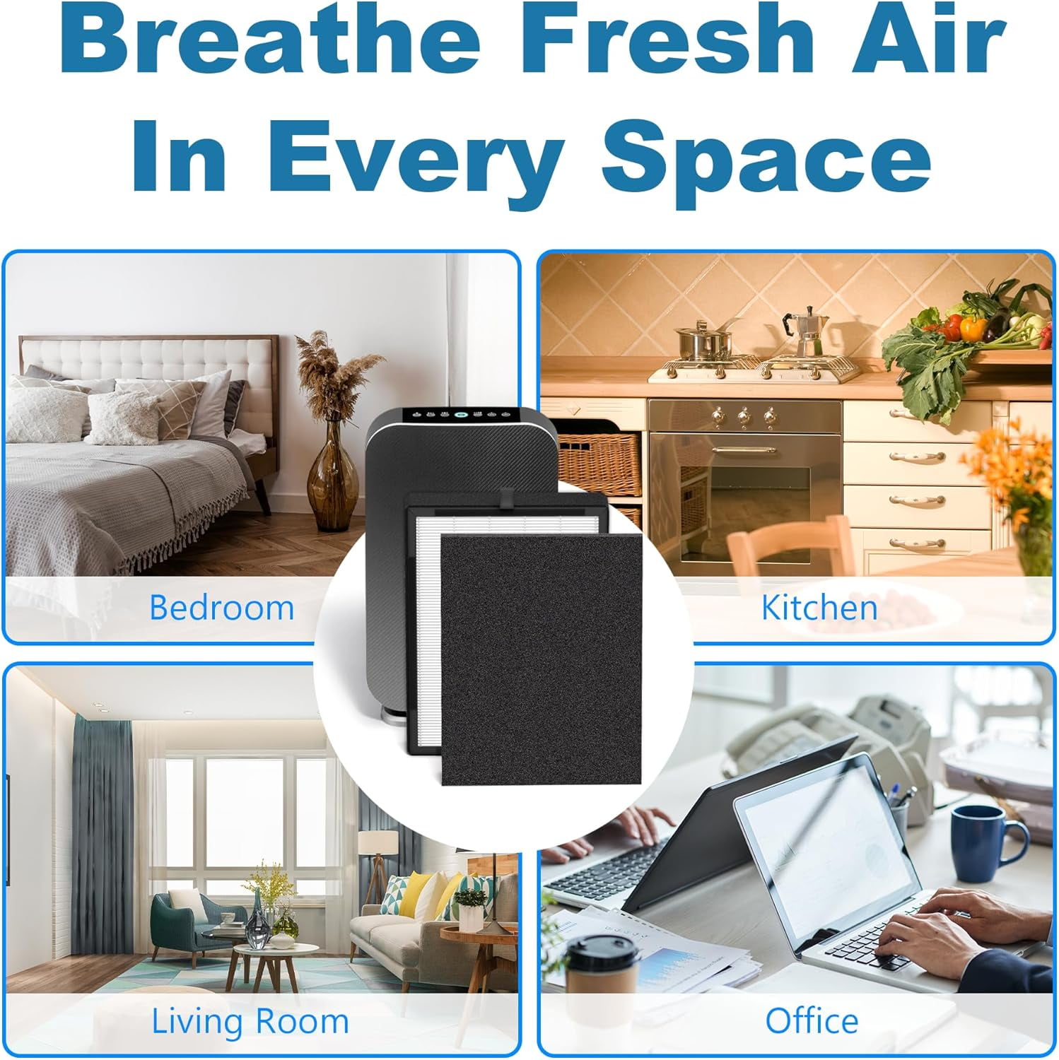 3 Pack 45i Filter for Breathesmart Flex and 45i Purifier H13 True HEPA Filter B4-Pure / Fl40, Part # B4-Fresh / FL40-Silver-Carbon