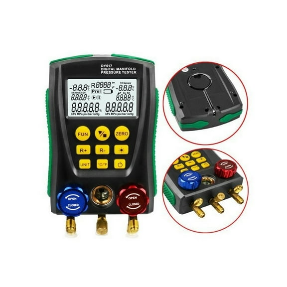 Pressure Gauge Refrigeration Digital Vacuum Pressure Manifold Tester Meter HVAC Temperature Tester Valve Tool Kit ,Accurately Measure
