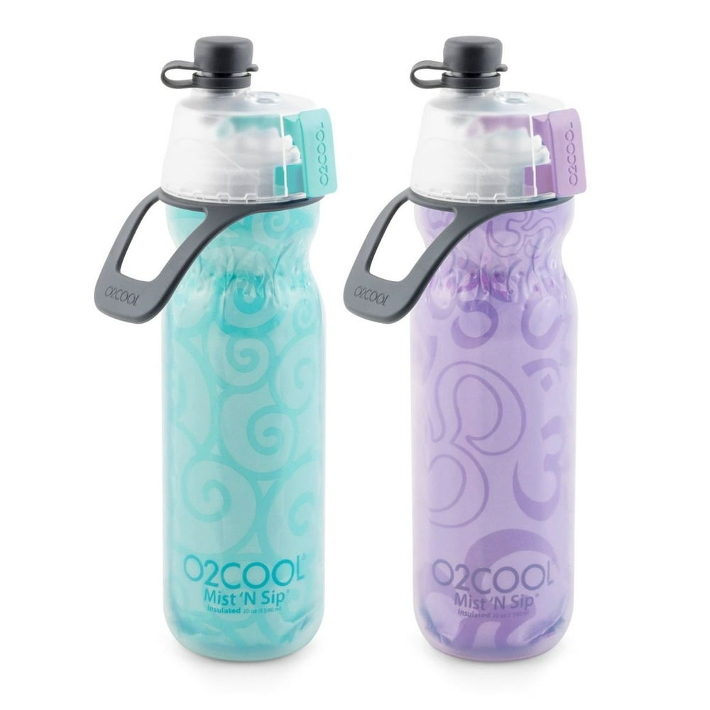 2 PACK Mist N' Sip Arctic Squeeze Water Bottle w/ Misting Function and No Leak Spout 20 oz BPA